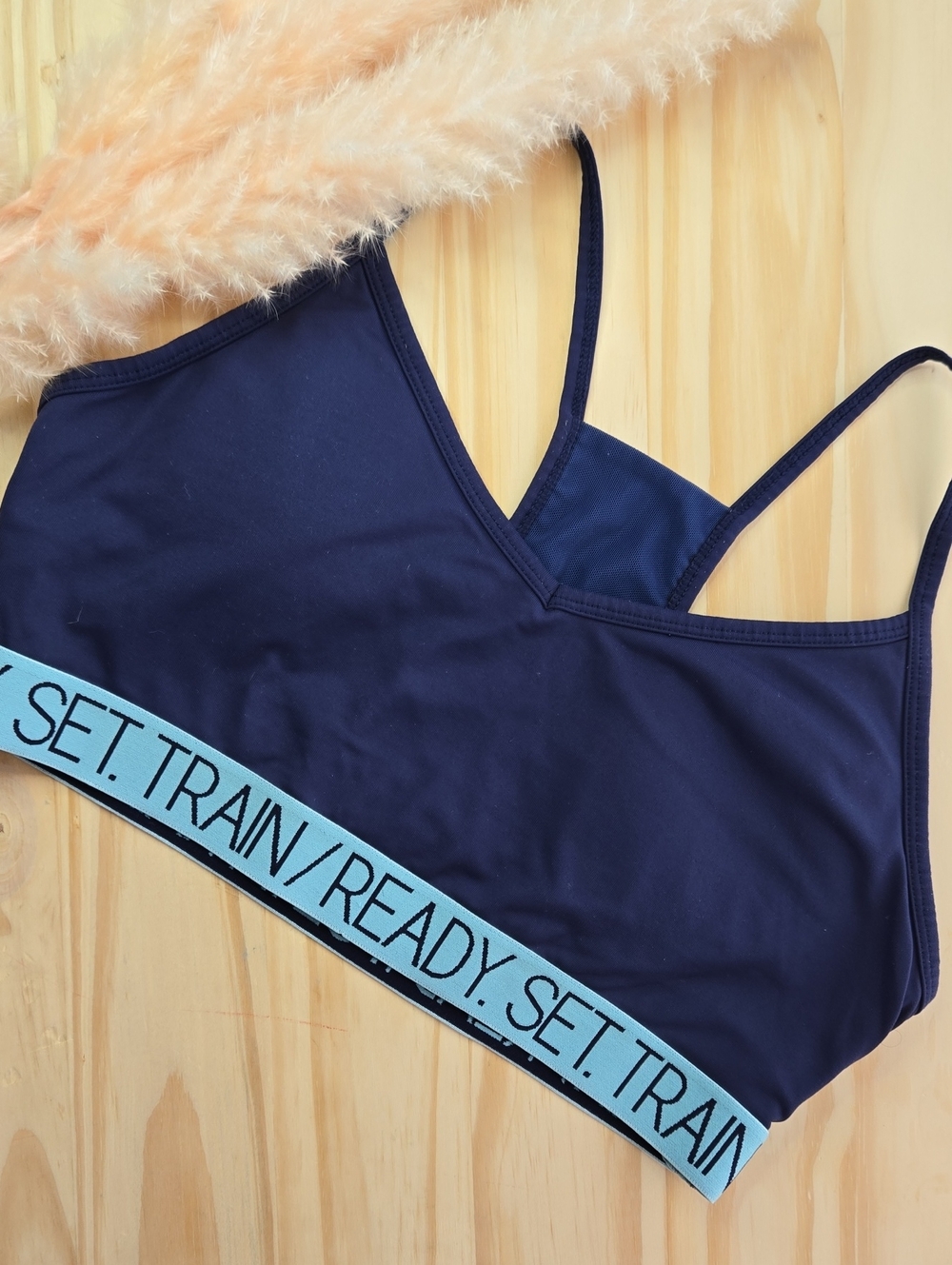 Forever 21 Navy Sports Bralette with Light Blue Elastic